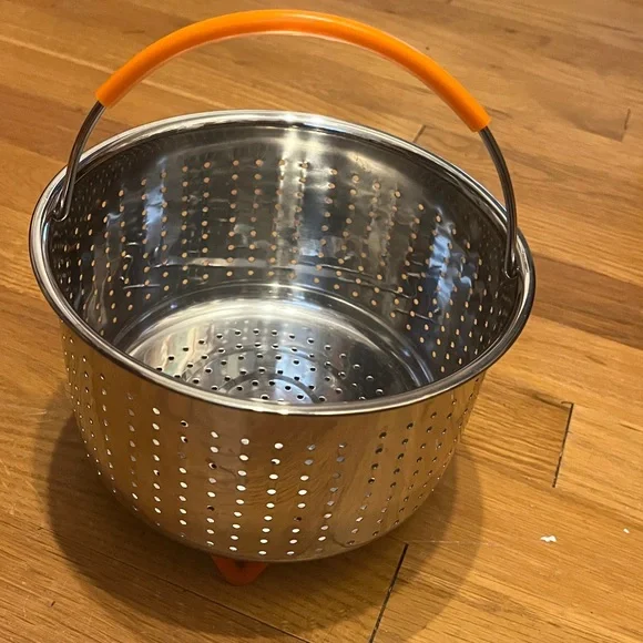 Ekovana Stainless Steel steam tray basket/Colander with Orange Handle - Picture 1 of 8